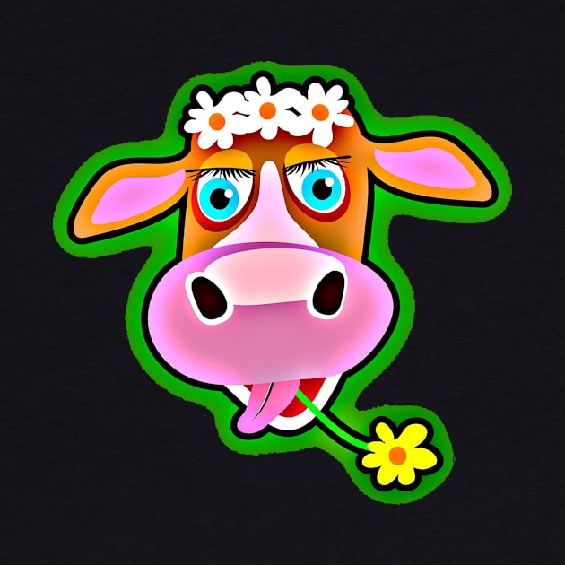 Cute Cow with Bohemian Flower Crown by PatrioTEEism